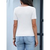 image:imageANRABESS Womens Short Sleeve Sweater Scalloped Scoop Neck TopsWhite