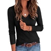 image:imageANRABESS V Neck Long Sleeve Lightweight Sweaters Slim Fitted Fall TopsBlack