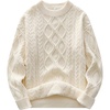 image:imageANRABESS Womens Cable Knit Oversized Fuzzy Cotton Blend SweatersBeige