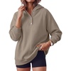 image:imageANRABESS Womens Oversized Hoodies V Neck Henley SweatshirtsGray KhakiL