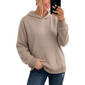 image:imageANRABESS Womens Waffle Knit Oversized Hoodie Sweatshirts Mocha XL