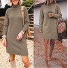 image:imageANRABESS Sweater Dress for Women Fall Oversized Mock Neck Long Sleeve DressCoffee