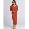 image:imageANRABESS Women Fall Long Sleeve Waffle Knit Midi Sweater DressBrick Red
