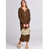 image:imageANRABESS Women Fall Long Sleeve Waffle Knit Midi Sweater DressBrown