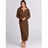 image:imageANRABESS Women Fall Long Sleeve Waffle Knit Midi Sweater DressBrown