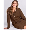 image:imageANRABESS Women Fall Long Sleeve Waffle Knit Midi Sweater DressBrown