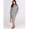 image:imageANRABESS Women Fall Long Sleeve Waffle Knit Midi Sweater DressGrey