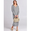 image:imageANRABESS Women Fall Long Sleeve Waffle Knit Midi Sweater DressGrey