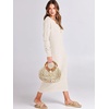 image:imageANRABESS Women Fall Long Sleeve Waffle Knit Midi Sweater DressLight Apricot