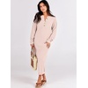 image:imageANRABESS Women Fall Long Sleeve Waffle Knit Midi Sweater DressLight Pink
