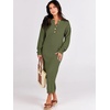 image:imageANRABESS Women Fall Long Sleeve Waffle Knit Midi Sweater DressPea Green