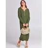 image:imageANRABESS Women Fall Long Sleeve Waffle Knit Midi Sweater DressPea Green
