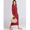 image:imageANRABESS Women Fall Long Sleeve Waffle Knit Midi Sweater DressRed