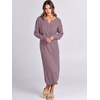 image:imageANRABESS Women Fall Long Sleeve Waffle Knit Midi Sweater DressRed Apricot