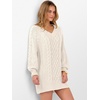 image:imageANRABESS Women Sweater Dress Oversized V Neck Cable Knit Fall Long SleeveBeige