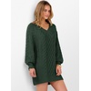image:imageANRABESS Women Sweater Dress Oversized V Neck Cable Knit Fall Long SleeveDeep Green