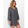 image:imageANRABESS Women Sweater Dress Oversized V Neck Cable Knit Fall Long SleeveDeep Grey