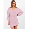 image:imageANRABESS Women Sweater Dress Oversized V Neck Cable Knit Fall Long SleevePink