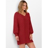 image:imageANRABESS Women Sweater Dress Oversized V Neck Cable Knit Fall Long SleeveRed
