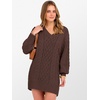 image:imageANRABESS Women Sweater Dress Oversized V Neck Cable Knit Fall Long SleeveRed Brown