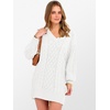 image:imageANRABESS Women Sweater Dress Oversized V Neck Cable Knit Fall Long SleeveWhite