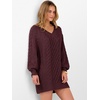 image:imageANRABESS Women Sweater Dress Oversized V Neck Cable Knit Fall Long SleeveWine Red