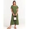 image:imageANRABESS Womens 2026 Summer Casual Short Sleeve Maxi Dress with PocketsArmy Green