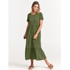 image:imageANRABESS Womens 2026 Summer Casual Short Sleeve Maxi Dress with PocketsArmy Green