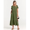 image:imageANRABESS Womens 2026 Summer Casual Short Sleeve Maxi Dress with PocketsArmy Green