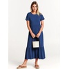 image:imageANRABESS Womens 2026 Summer Casual Short Sleeve Maxi Dress with PocketsBlue