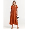 image:imageANRABESS Womens 2026 Summer Casual Short Sleeve Maxi Dress with PocketsBrick Red