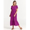 image:imageANRABESS Womens 2026 Summer Casual Short Sleeve Maxi Dress with PocketsFuchsia