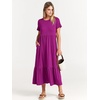image:imageANRABESS Womens 2026 Summer Casual Short Sleeve Maxi Dress with PocketsFuchsia