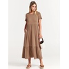 image:imageANRABESS Womens 2026 Summer Casual Short Sleeve Maxi Dress with PocketsKhaki