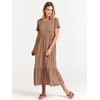 image:imageANRABESS Womens 2026 Summer Casual Short Sleeve Maxi Dress with PocketsKhaki