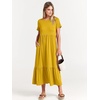 image:imageANRABESS Womens 2026 Summer Casual Short Sleeve Maxi Dress with PocketsMustrad Yellow