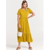 image:imageANRABESS Womens 2026 Summer Casual Short Sleeve Maxi Dress with PocketsMustrad Yellow