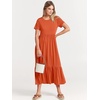 image:imageANRABESS Womens 2026 Summer Casual Short Sleeve Maxi Dress with PocketsOrange