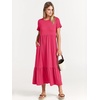 image:imageANRABESS Womens 2026 Summer Casual Short Sleeve Maxi Dress with PocketsPeach