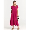 image:imageANRABESS Womens 2026 Summer Casual Short Sleeve Maxi Dress with PocketsRose