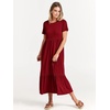 image:imageANRABESS Womens 2026 Summer Casual Short Sleeve Maxi Dress with PocketsWine Red