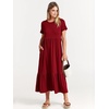 image:imageANRABESS Womens 2026 Summer Casual Short Sleeve Maxi Dress with PocketsWine Red