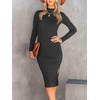 image:imageANRABESS Womens Fall Long Sleeve Mock Neck Bodycon Mini Sweater DressBlack