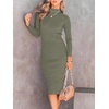 image:imageANRABESS Womens Fall Long Sleeve Mock Neck Bodycon Mini Sweater DressGreen