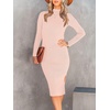 image:imageANRABESS Womens Fall Long Sleeve Mock Neck Bodycon Mini Sweater DressPink