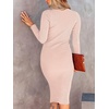 image:imageANRABESS Womens Fall Long Sleeve Mock Neck Bodycon Mini Sweater DressPink