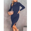 image:imageANRABESS Womens Fall Long Sleeve Mock Neck Bodycon Mini Sweater DressRoyal Blue