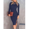 image:imageANRABESS Womens Fall Long Sleeve Mock Neck Bodycon Mini Sweater DressRoyal Blue