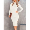 image:imageANRABESS Womens Fall Long Sleeve Mock Neck Bodycon Mini Sweater DressWhite