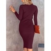 image:imageANRABESS Womens Fall Long Sleeve Mock Neck Bodycon Mini Sweater DressWine Red